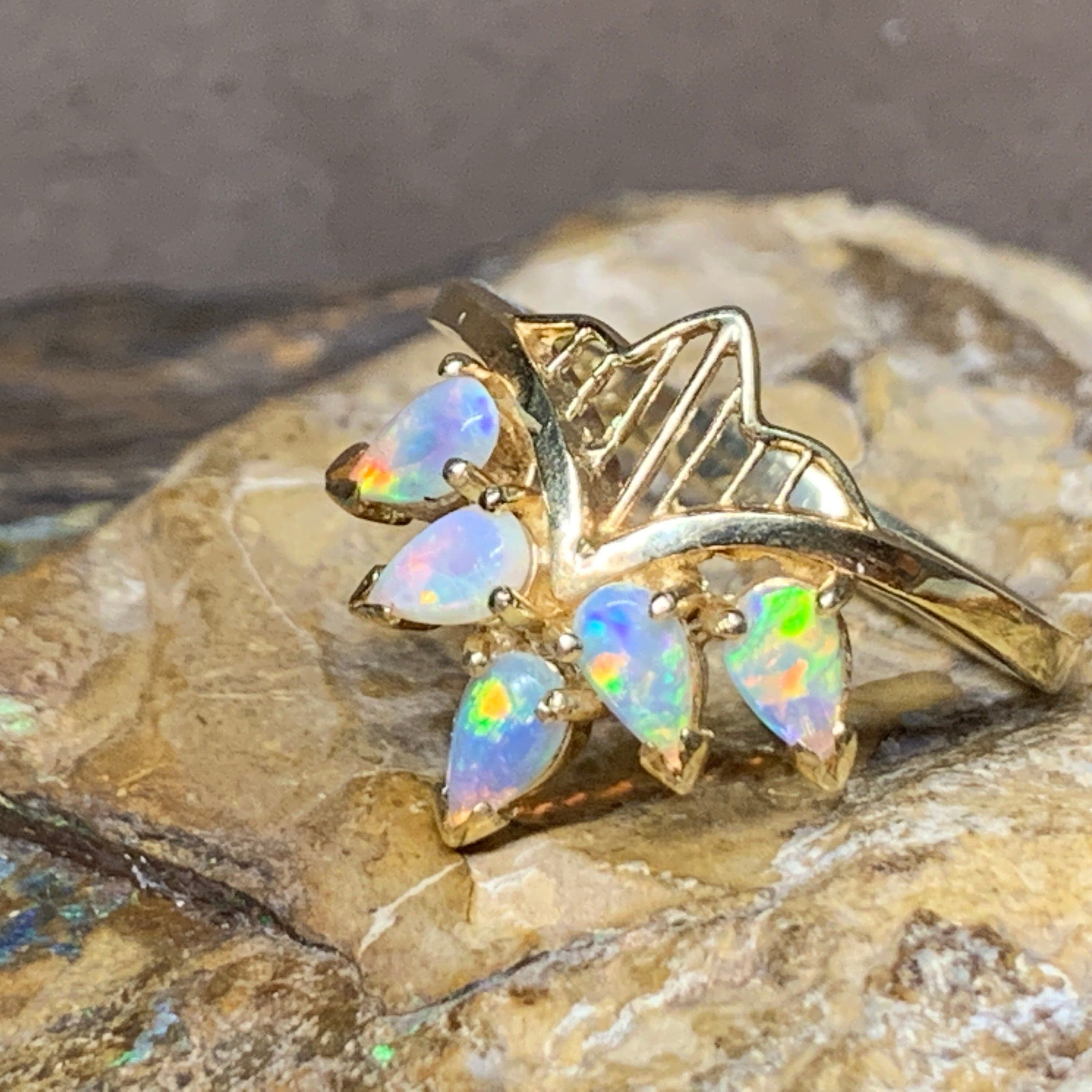 18kt Yellow Gold Marquise style Opal ring - Masterpiece Jewellery Opal & Gems Sydney Australia | Online Shop