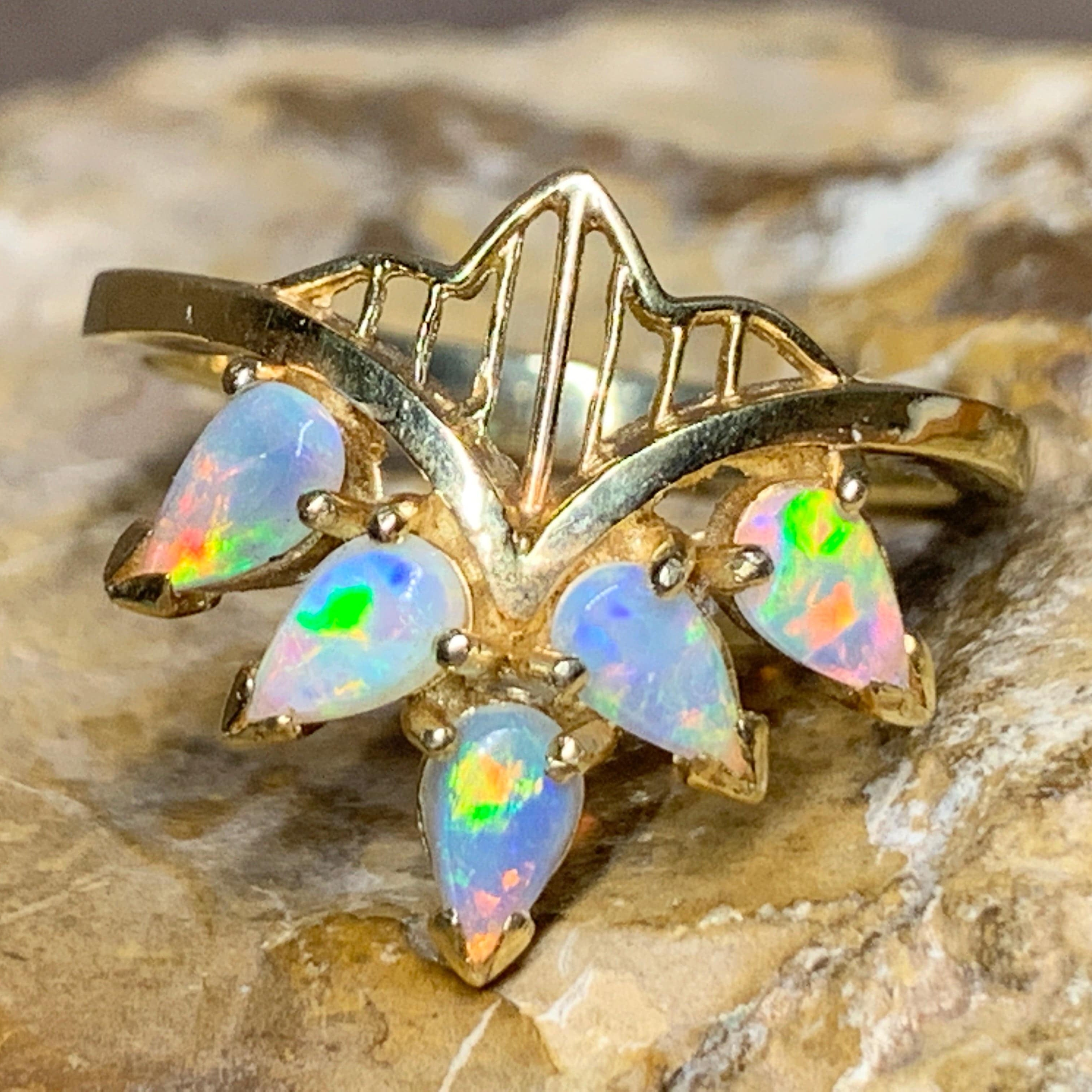 18kt Yellow Gold Marquise style Opal ring - Masterpiece Jewellery Opal & Gems Sydney Australia | Online Shop