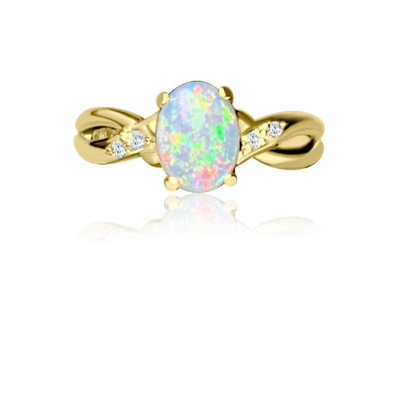 18kt Yellow Gold Opal and Diamond ring - Masterpiece Jewellery Opal & Gems Sydney Australia | Online Shop