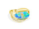 18KT YELLOW GOLD OPAL AND DIAMOND RING - Masterpiece Jewellery Opal & Gems Sydney Australia | Online Shop