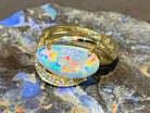 18KT YELLOW GOLD OPAL AND DIAMOND RING - Masterpiece Jewellery Opal & Gems Sydney Australia | Online Shop