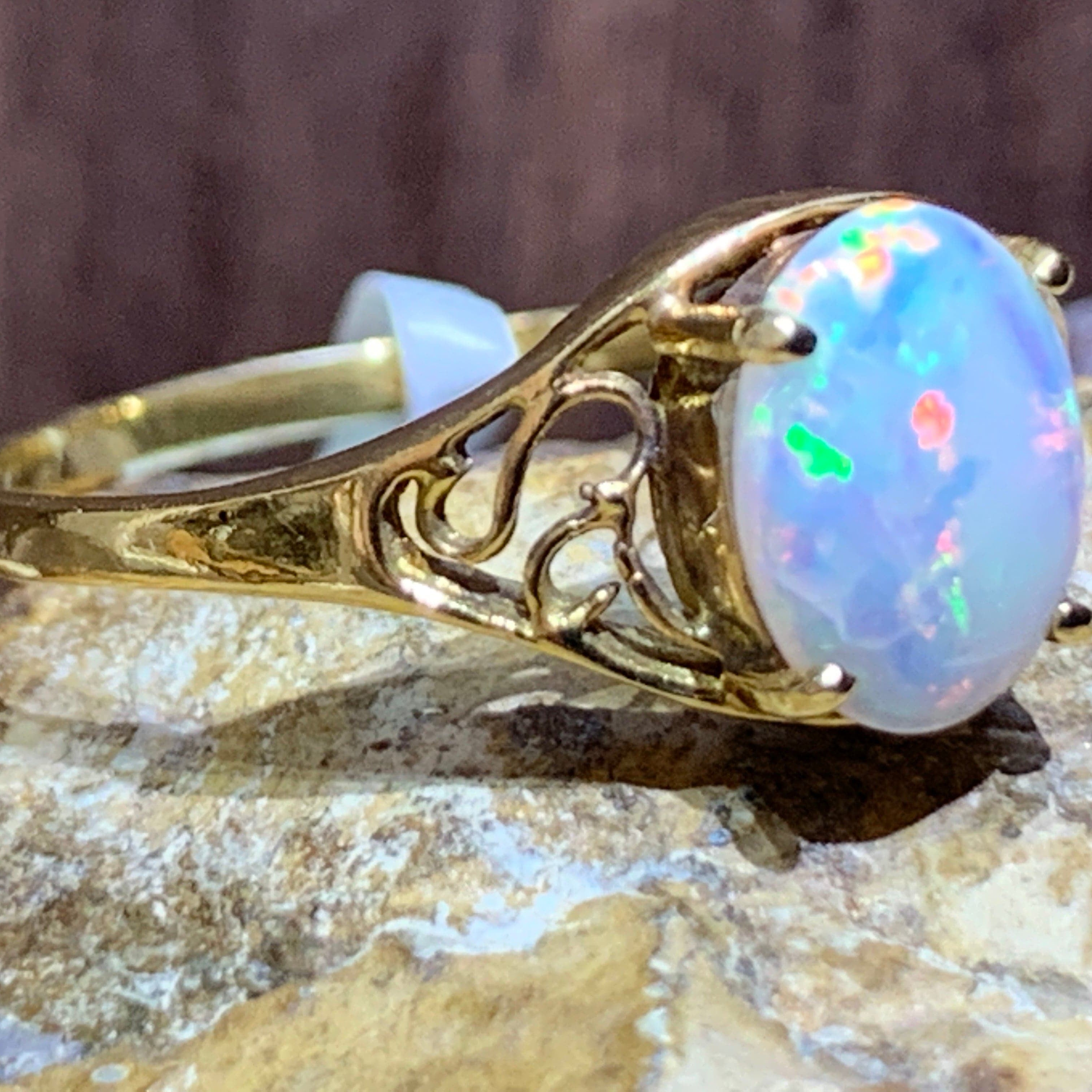 18kt Yellow Gold Opal fancy solitaire ring - Masterpiece Jewellery Opal & Gems Sydney Australia | Online Shop