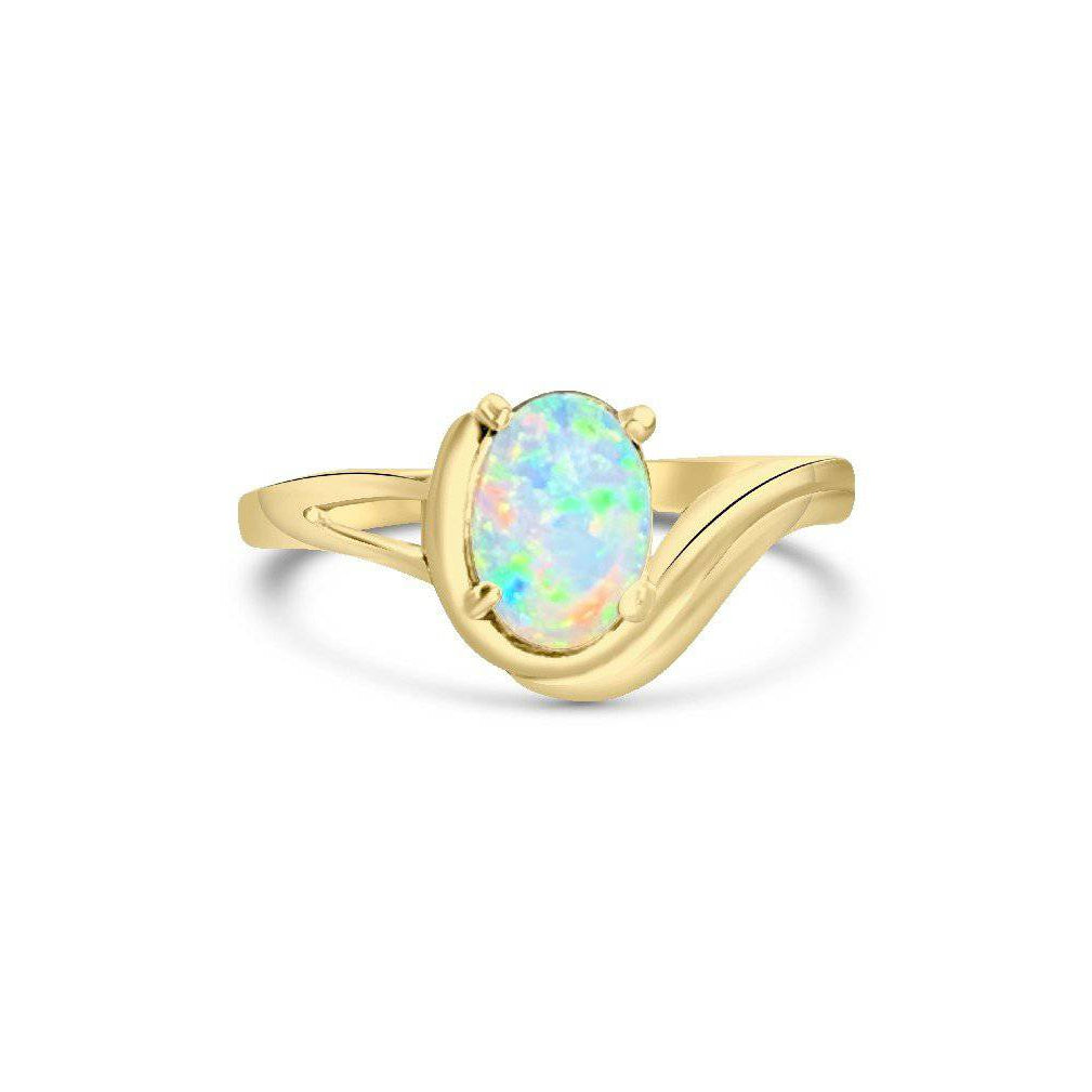 18kt Yellow Gold Opal solitaire ring - Masterpiece Jewellery Opal & Gems Sydney Australia | Online Shop