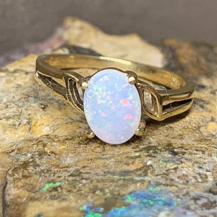 18kt Yellow Gold Solitaire Opal ring - Masterpiece Jewellery Opal & Gems Sydney Australia | Online Shop