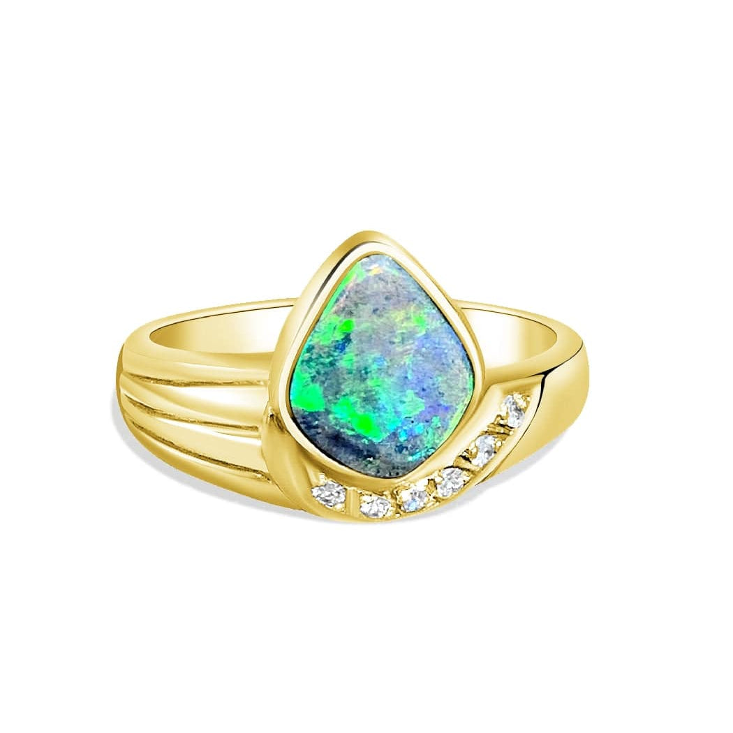 18kt Boulder Opal and Diamond ring - Masterpiece Jewellery Opal & Gems Sydney Australia | Online Shop