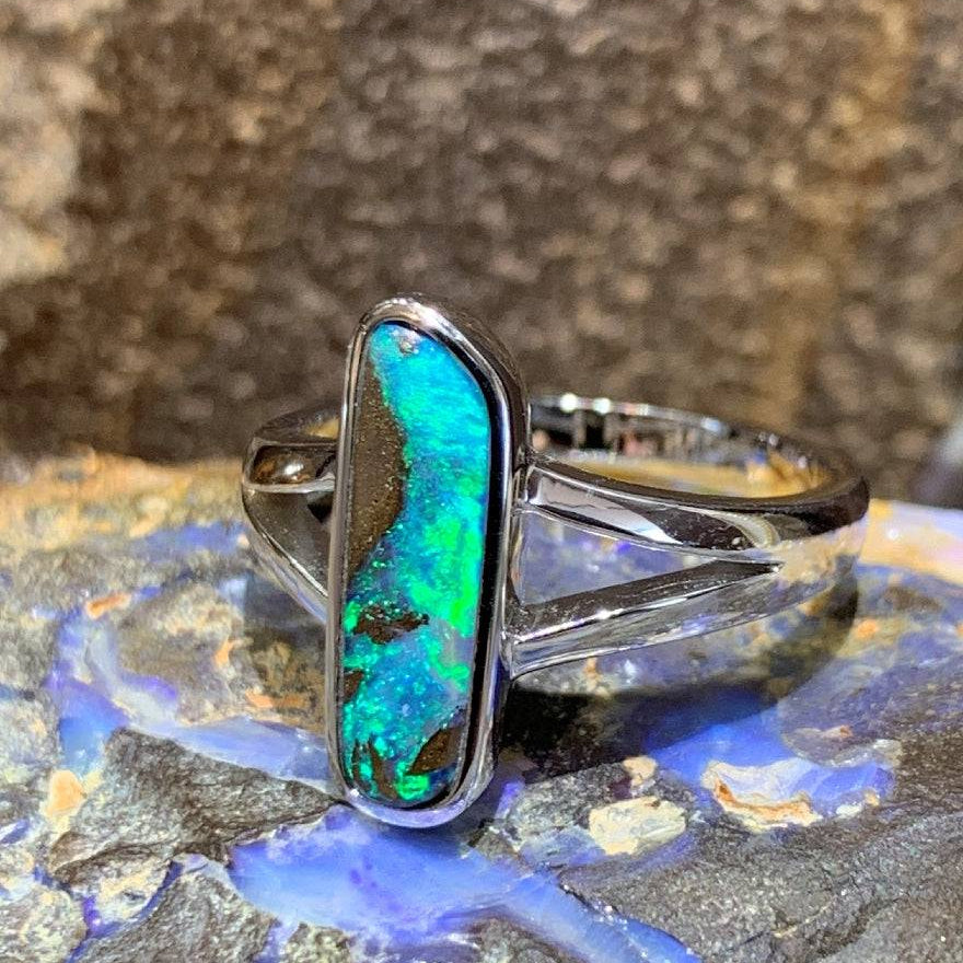 Sterling Silver Boulder Opal ring - Masterpiece Jewellery Opal & Gems Sydney Australia | Online Shop
