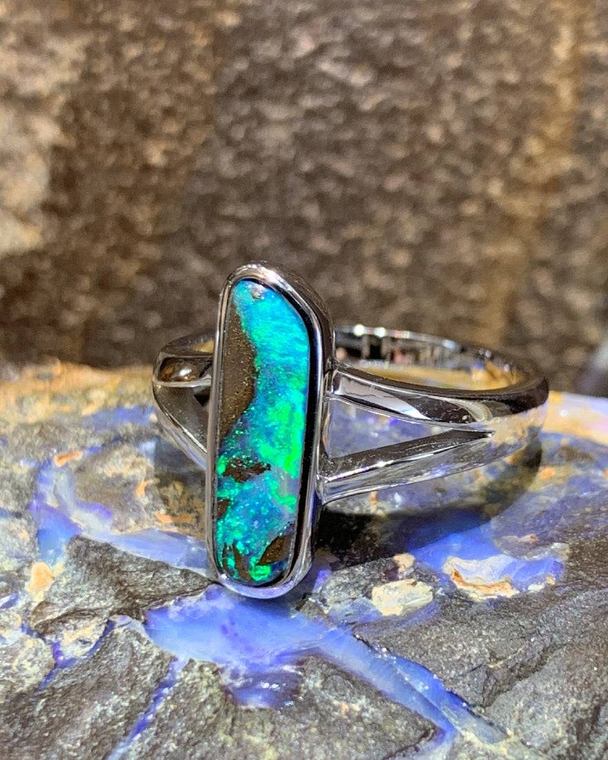 Sterling Silver Boulder Opal ring - Masterpiece Jewellery Opal & Gems Sydney Australia | Online Shop