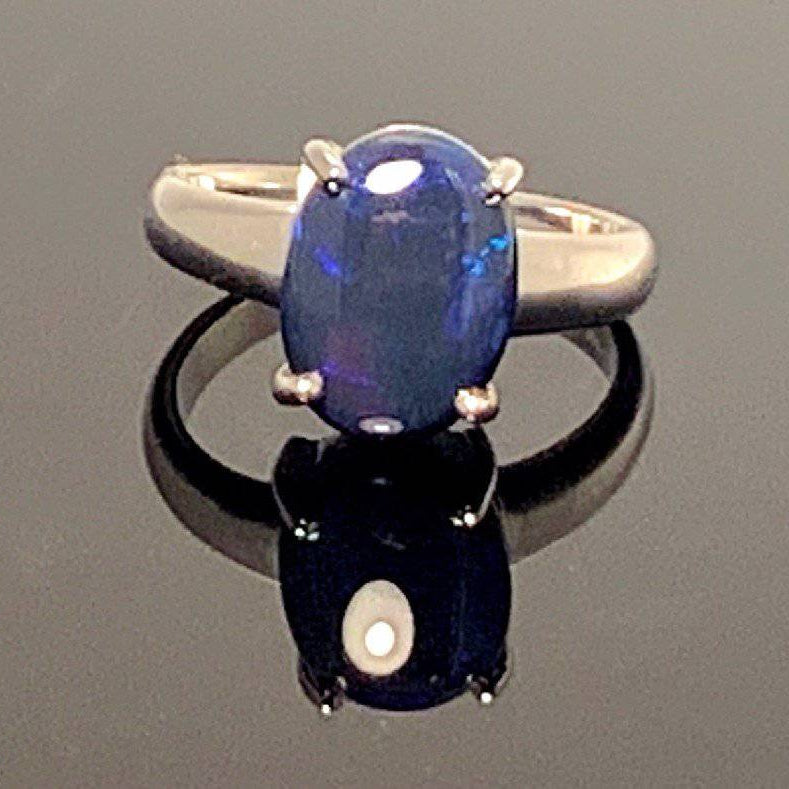 Sterling Silver Black Opal ring - Masterpiece Jewellery Opal & Gems Sydney Australia | Online Shop