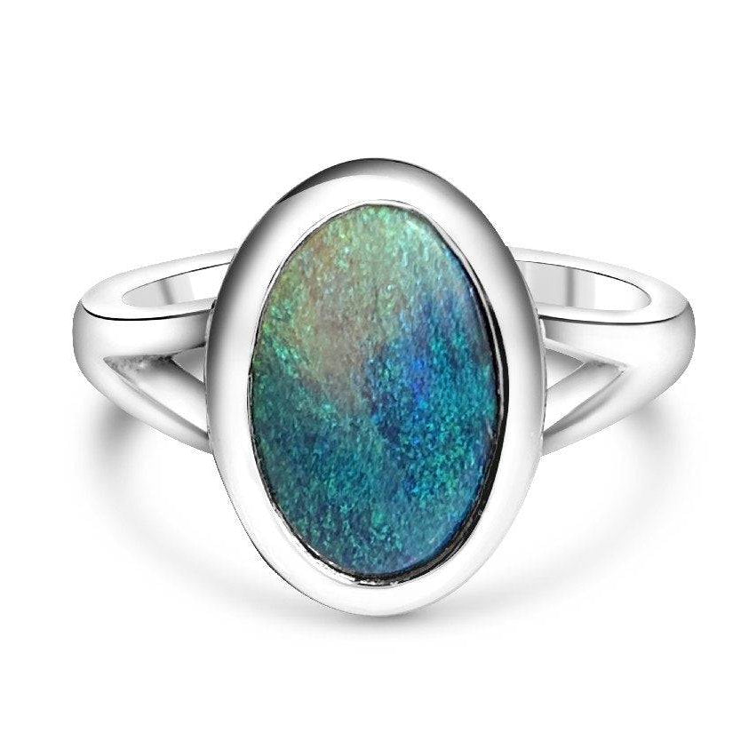 Sterling Silver Black Opal ring - Masterpiece Jewellery Opal & Gems Sydney Australia | Online Shop