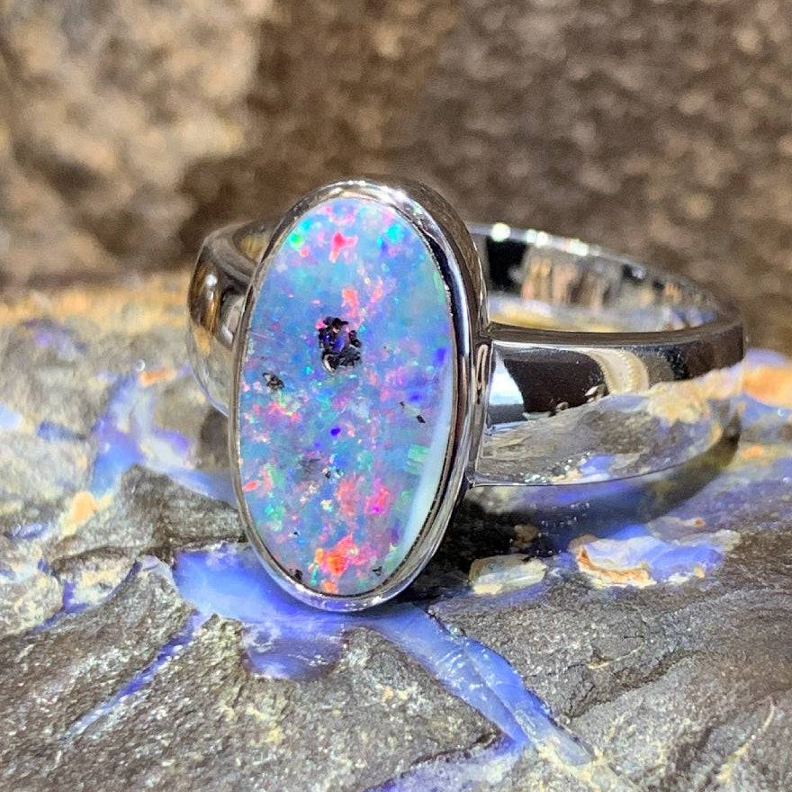 Sterling Silver Boulder Opal ring - Masterpiece Jewellery Opal & Gems Sydney Australia | Online Shop