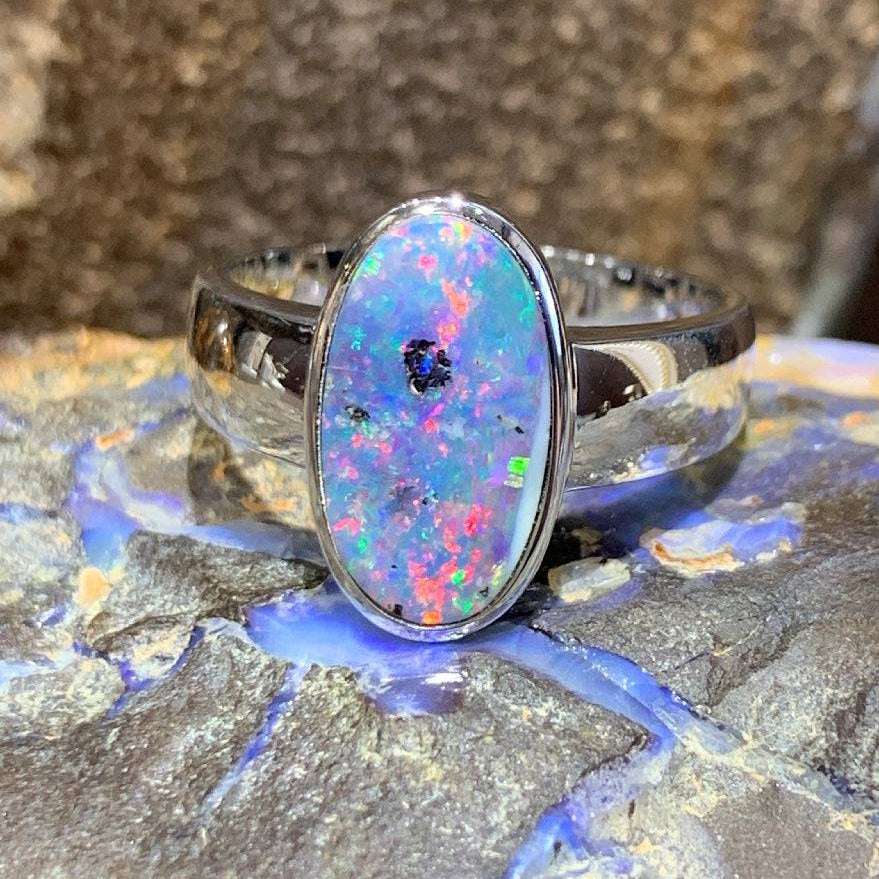 Sterling Silver Boulder Opal ring - Masterpiece Jewellery Opal & Gems Sydney Australia | Online Shop