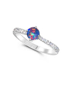 Sterling Silver Opal and cubic zirconia ring - Masterpiece Jewellery Opal & Gems Sydney Australia | Online Shop