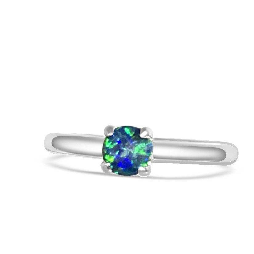 Sterling Silver Round Opal triplet solitaire ring - Masterpiece Jewellery Opal & Gems Sydney Australia | Online Shop