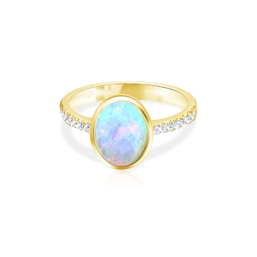 14kt Yellow Gold Opal and Diamond ring 2 - Masterpiece Jewellery Opal & Gems Sydney Australia | Online Shop