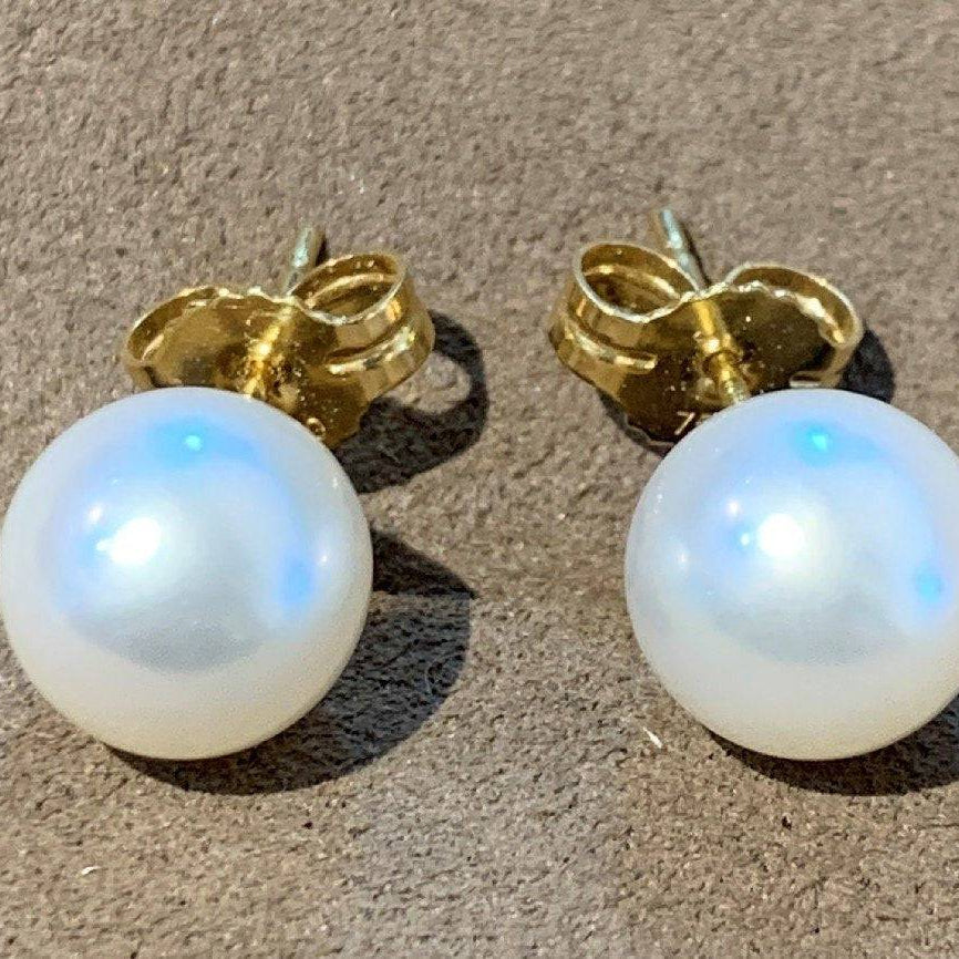 18kt Yellow Gold South Sea 10-10.5mm studs - Masterpiece Jewellery Opal & Gems Sydney Australia | Online Shop