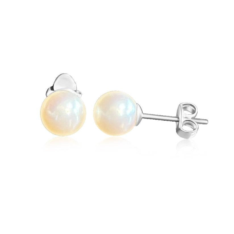 9kt White Gold 7-7.5mm Akoya Pearl studs - Masterpiece Jewellery Opal & Gems Sydney Australia | Online Shop