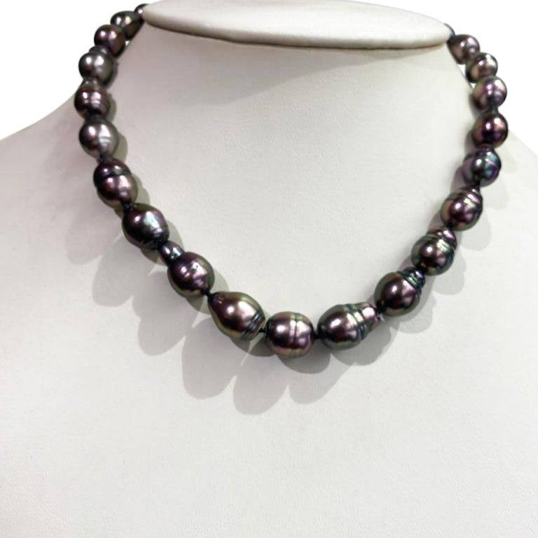 8.5 mm - 11mm South Sea Auberine Tahitian Pearls Strand with 18kt Yellow Gold ball clasp - Masterpiece Jewellery Opal & Gems Sydney Australia | Online Shop