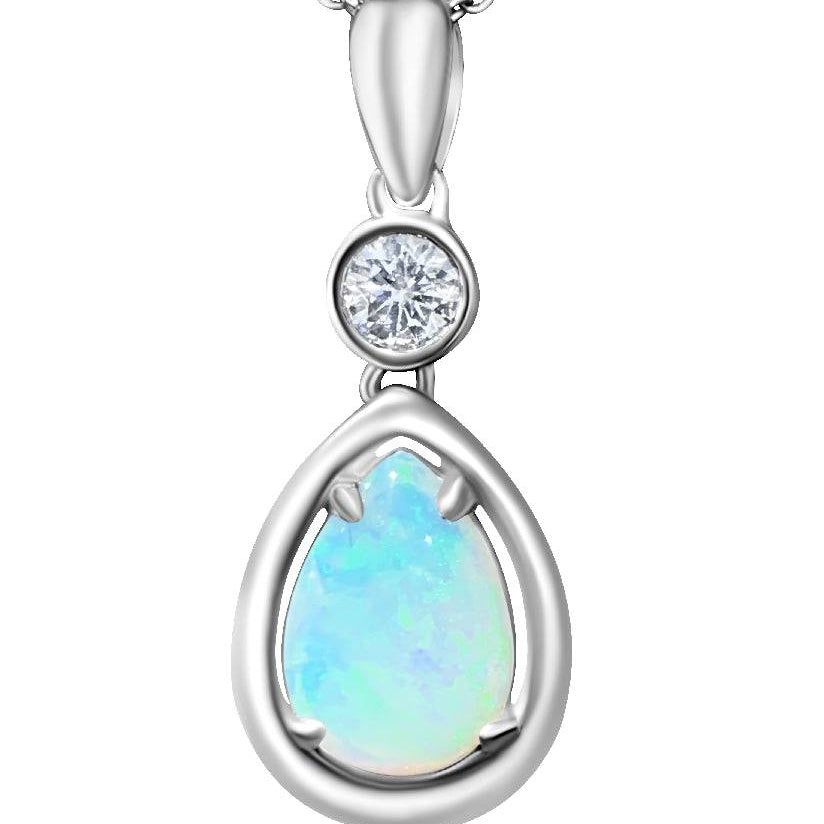 Sterling Silver pear shape Opal pendant - Masterpiece Jewellery Opal & Gems Sydney Australia | Online Shop