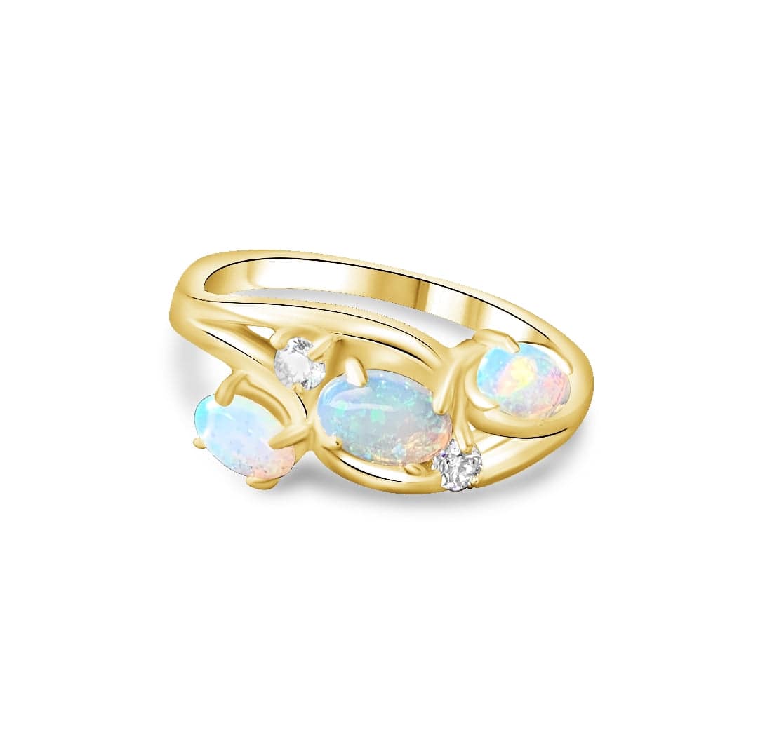 Gold plated Sterling Silver White Opal ring - Masterpiece Jewellery Opal & Gems Sydney Australia | Online Shop