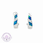 14kt White Gold Inlay Opal huggie clip in earrings