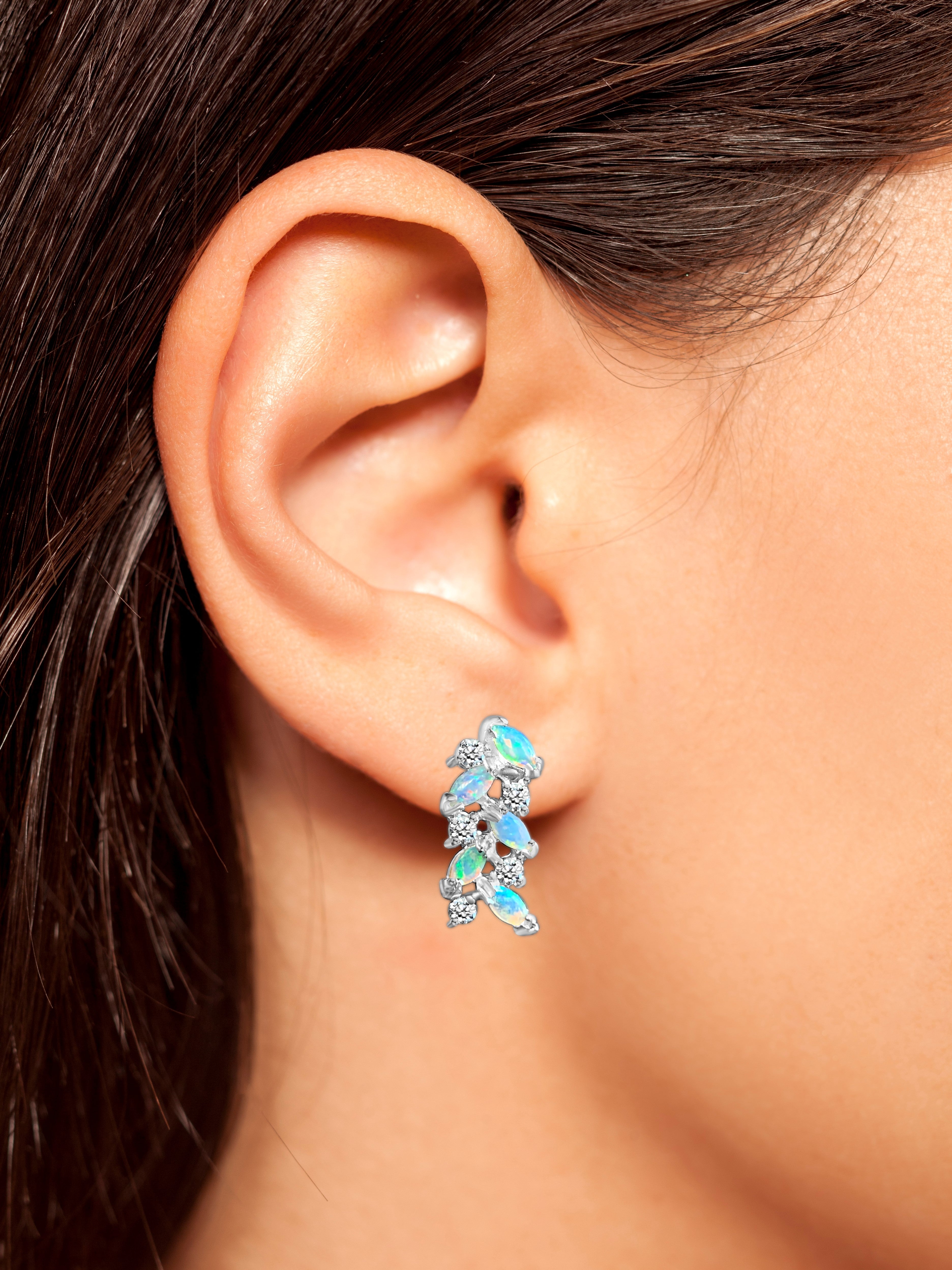 Sterling Silver Opal earrings - Masterpiece Jewellery Opal & Gems Sydney Australia | Online Shop
