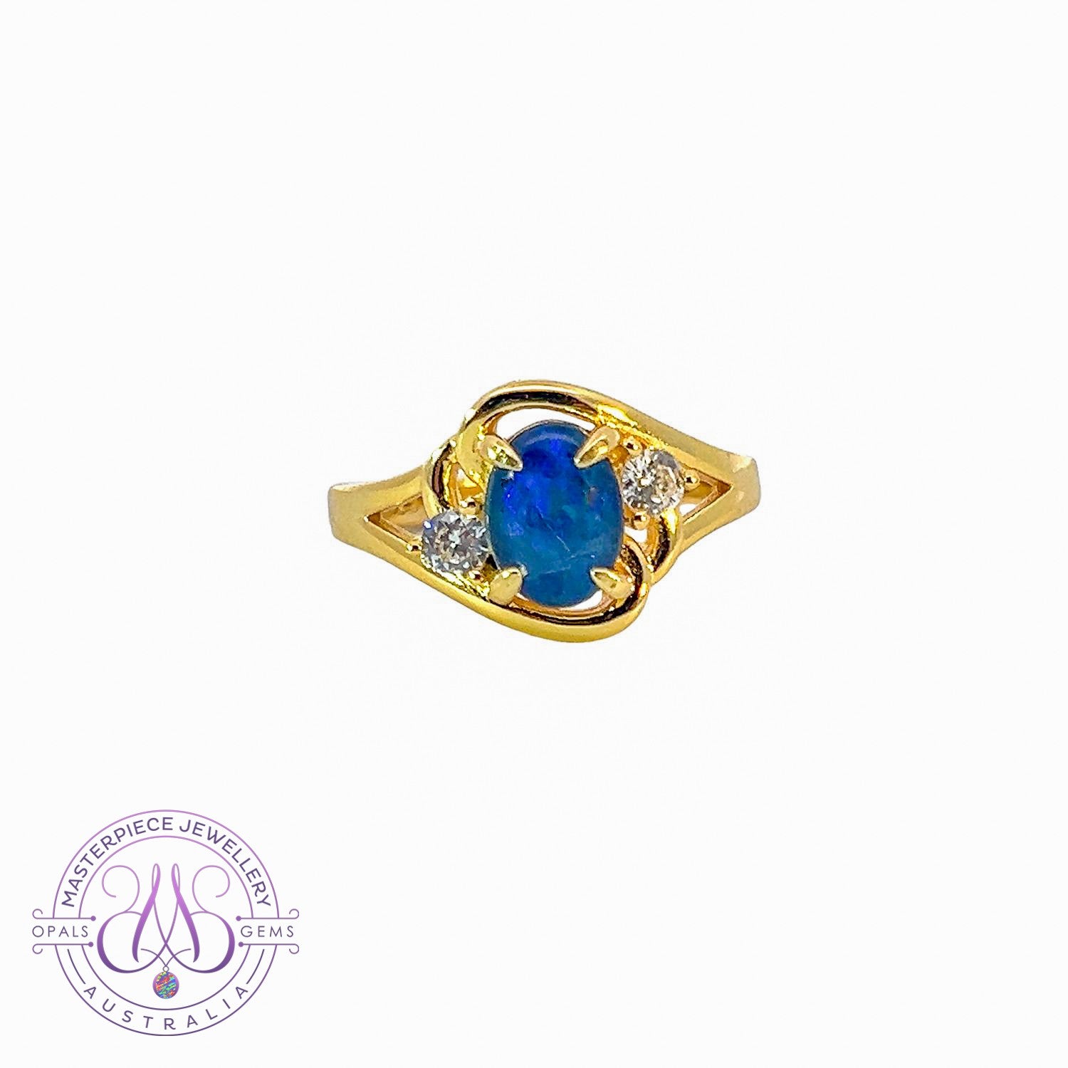 Gold Plated Sterling Silver 8x6mm Opal ring - Masterpiece Jewellery Opal & Gems Sydney Australia | Online Shop