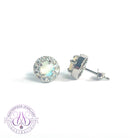 Sterling Silver White Opal 5mm halo studs