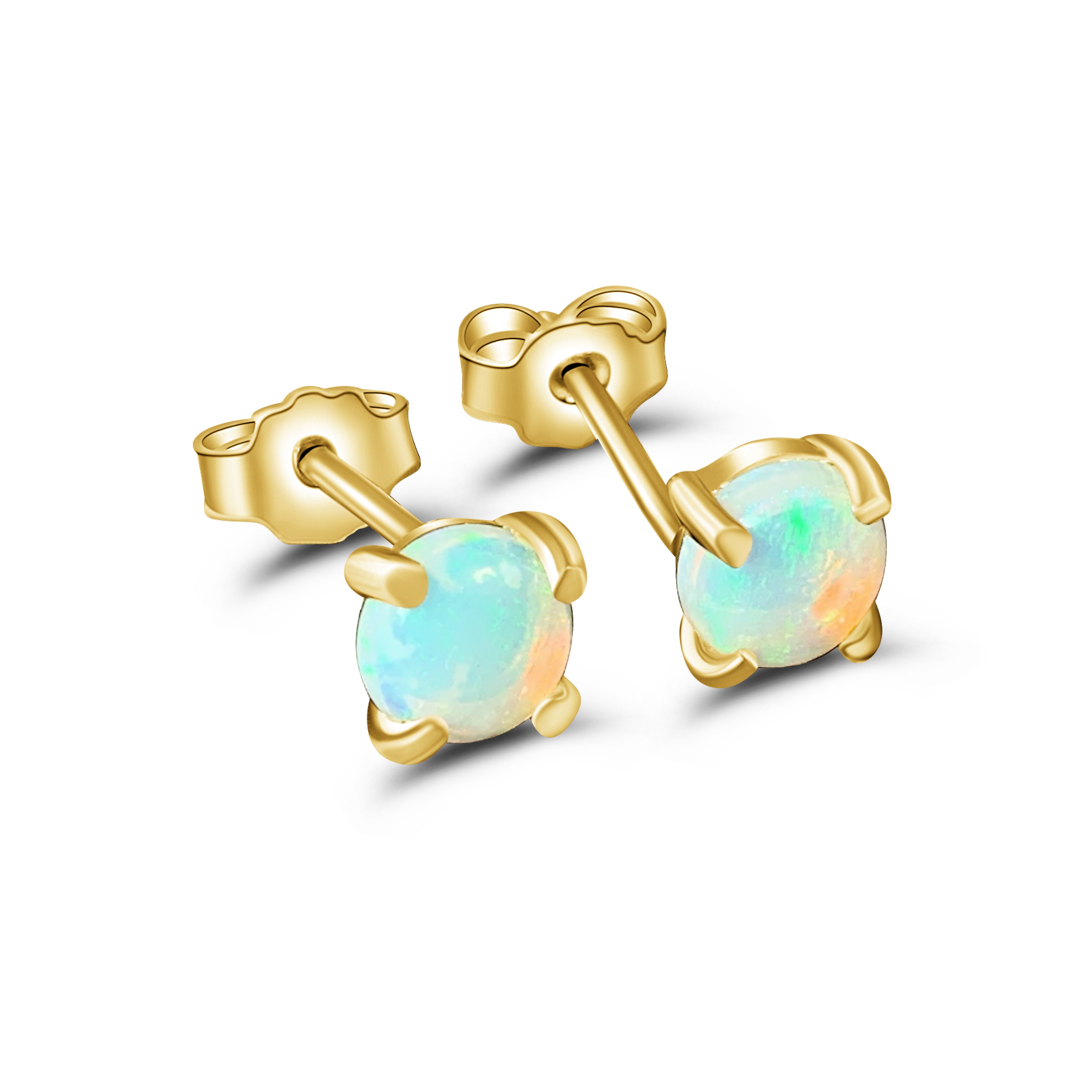 9kt Yellow Gold pair of 3.5mm Crystal Opal earrings studs - Masterpiece Jewellery Opal & Gems Sydney Australia | Online Shop