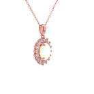 Rose Gold plated silver cluster 9x7mm White Opal pendant - Masterpiece Jewellery Opal & Gems Sydney Australia | Online Shop