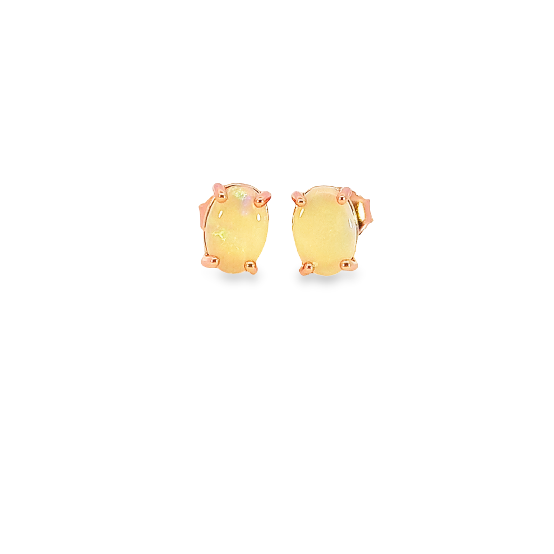 Rose Gold plated silver 7x5mm White Opal studs - Masterpiece Jewellery Opal & Gems Sydney Australia | Online Shop