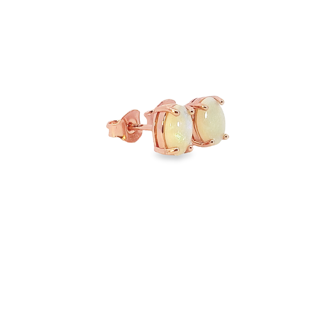 Rose Gold plated silver 7x5mm White Opal studs - Masterpiece Jewellery Opal & Gems Sydney Australia | Online Shop