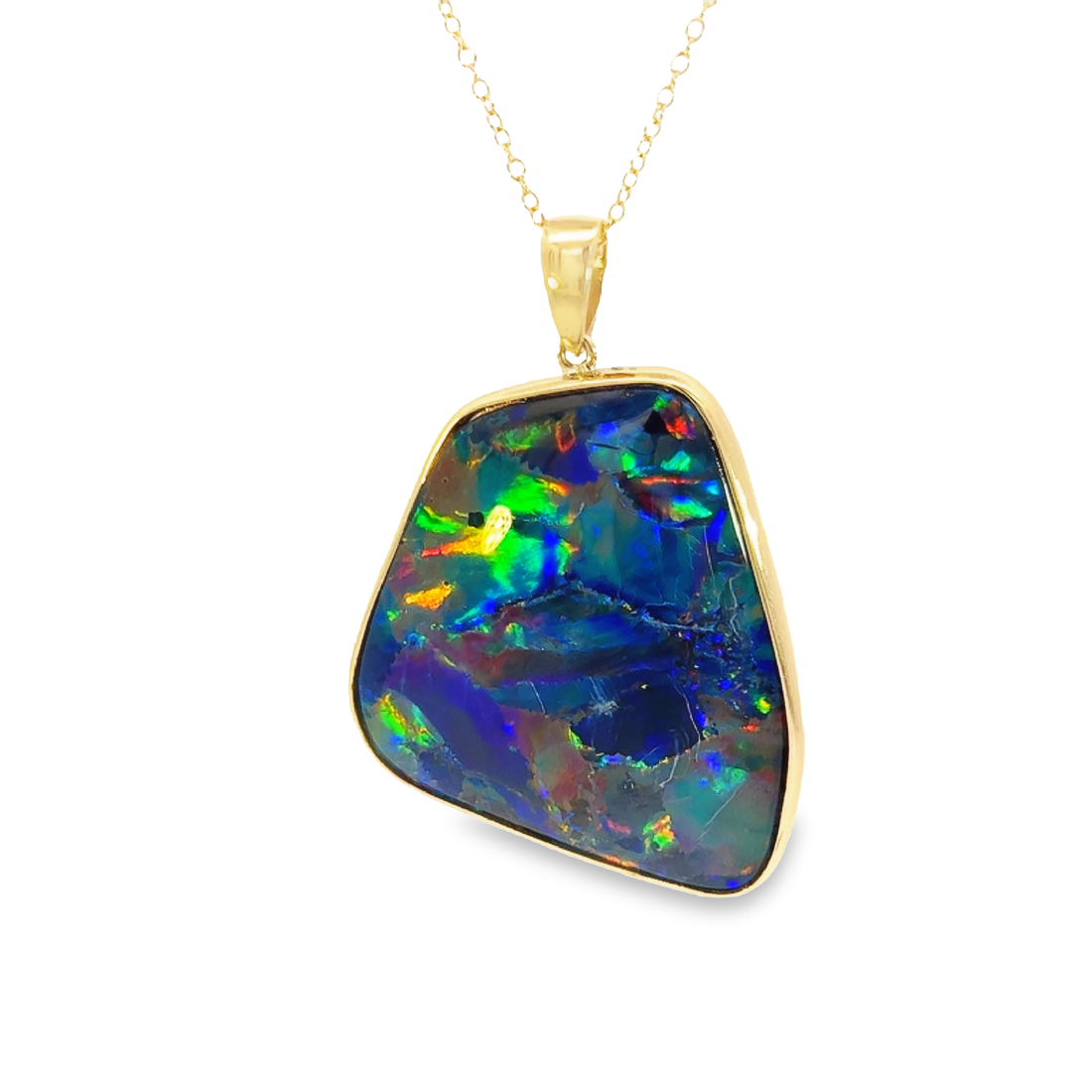 9kt Yellow Gold Opal necklace 35x31mm Triplet - Masterpiece Jewellery Opal & Gems Sydney Australia | Online Shop
