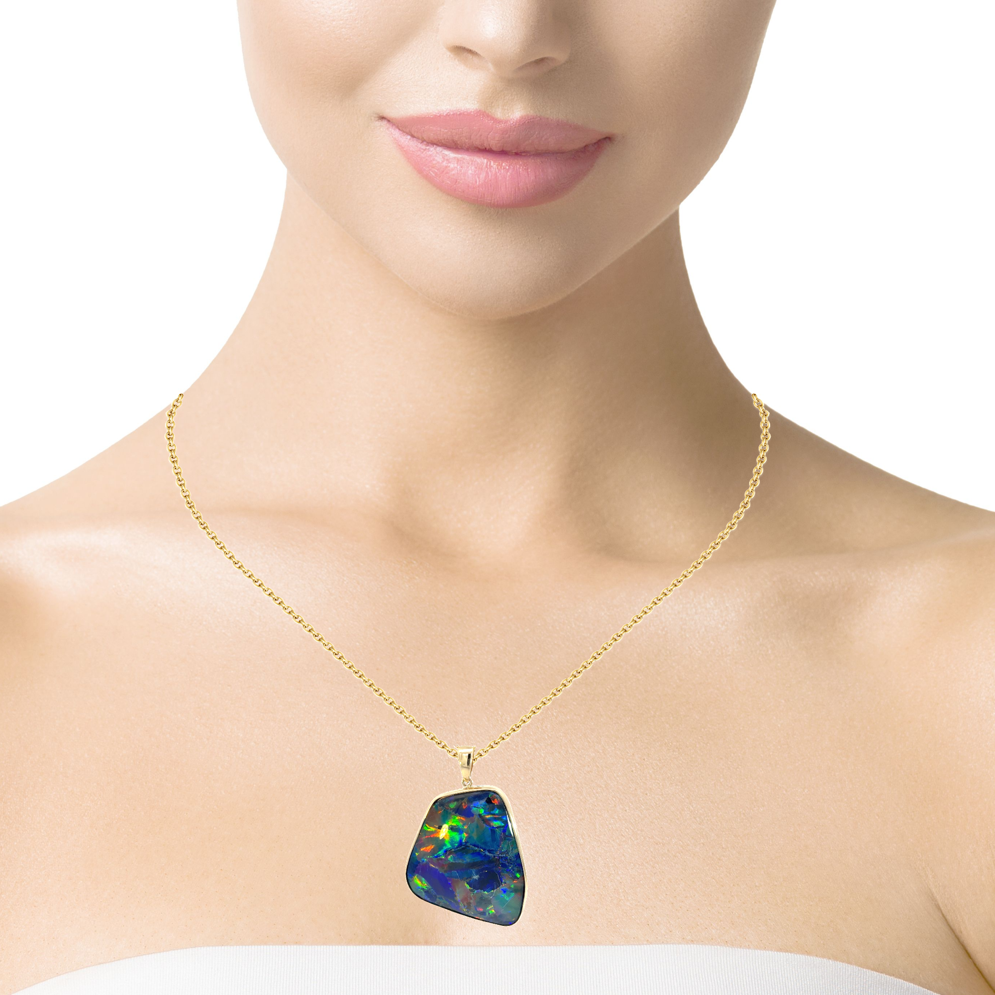 Dainty 9kt Yellow Gold Opal Necklace - 35x31mm Triplet, Handmade Minimalist Jewelry, Ideal Gift for Her, Birthstone Pendant, Opal Jewelry - Masterpiece Jewellery Opal & Gems Sydney Australia | Online Shop