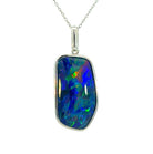 Sterling Silver Freeform Triplet Opal Necklace - 28x15mm Rectangular Pendant, Minimalist Gemstone Jewelry, Ideal Gift for Her - Masterpiece Jewellery Opal & Gems Sydney Australia | Online Shop