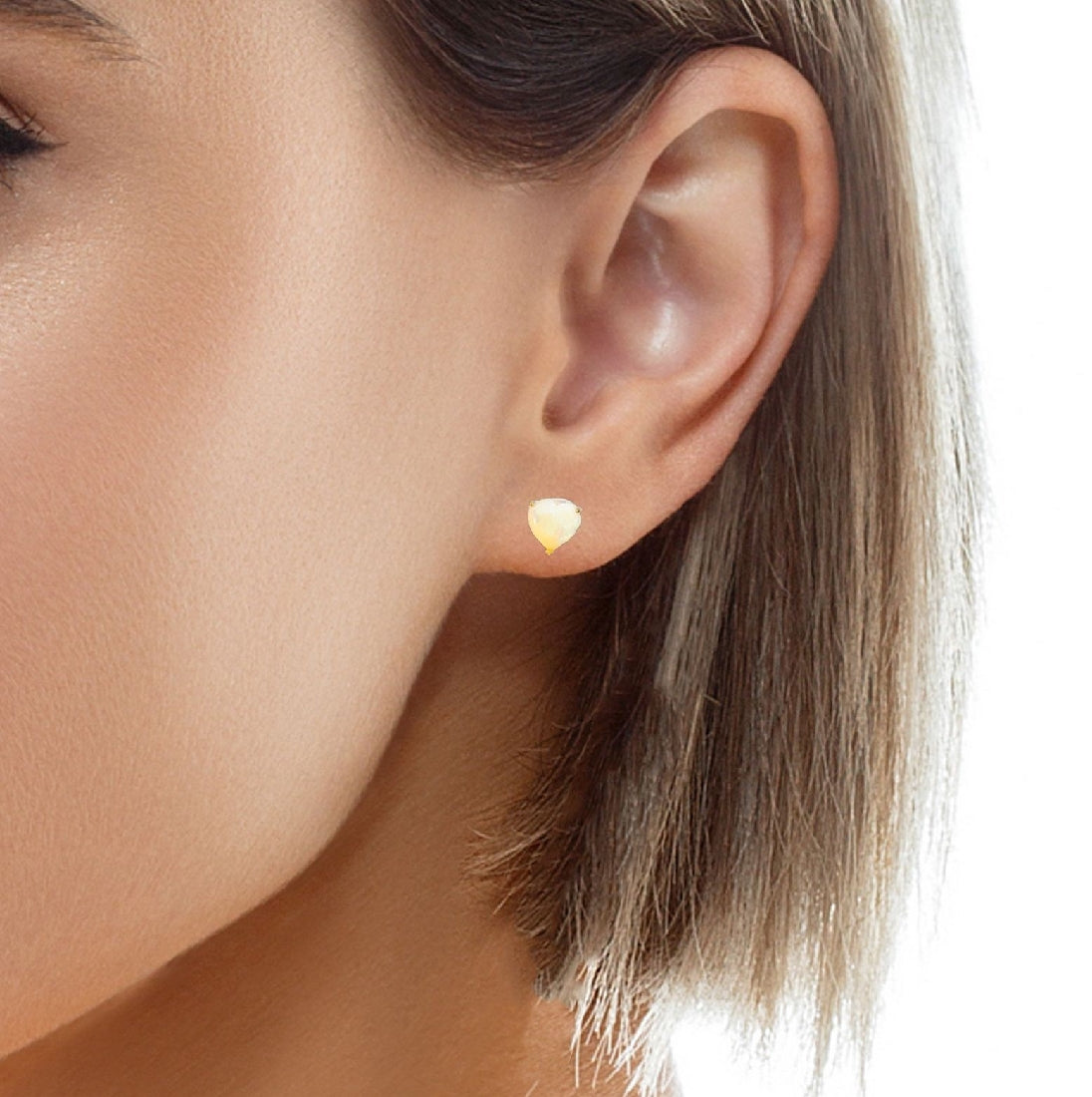 9kt Yellow Gold 6mm Heart shape Opal earrings studs - Masterpiece Jewellery Opal & Gems Sydney Australia | Online Shop