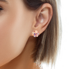 18kt Rose Gold Multi Colour gems and Diamond studs - Masterpiece Jewellery Opal & Gems Sydney Australia | Online Shop