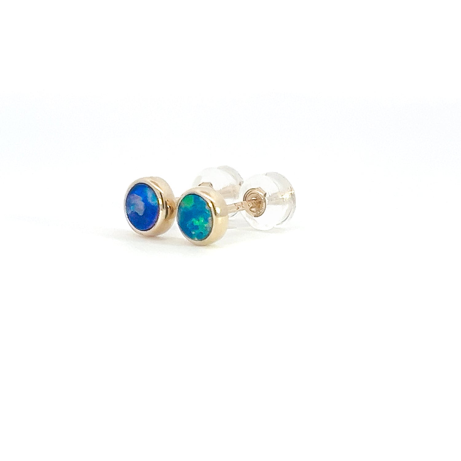 Handmade Opal Stud Earrings - Gold/Silver | Dainty & Cute | Crystal Fire Opal Jewelry | Gift for Her"4mm - Masterpiece Jewellery Opal & Gems Sydney Australia | Online Shop