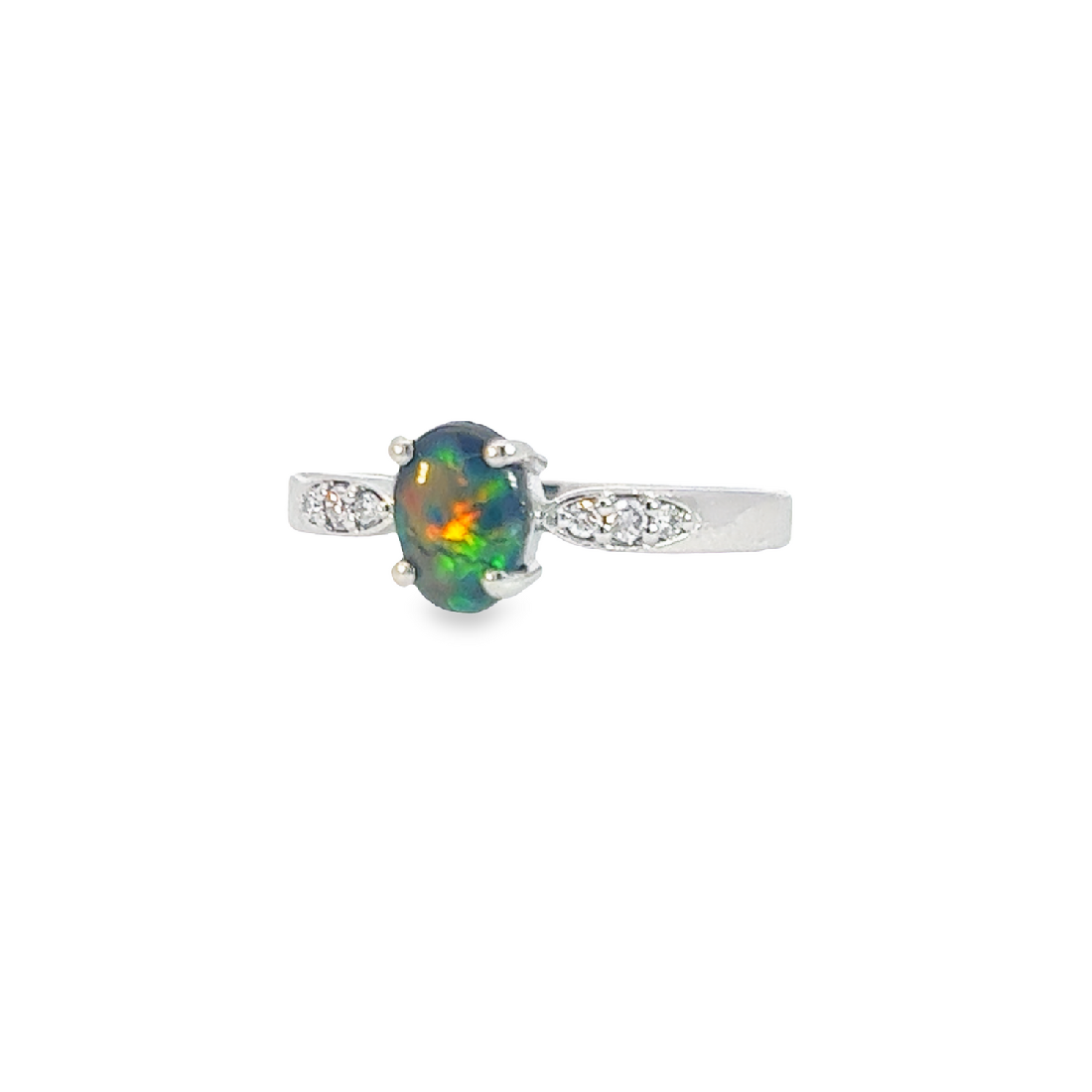 Platinum Black Opal 0.62ct and Faint Pink Diamond ring - Masterpiece Jewellery Opal & Gems Sydney Australia | Online Shop