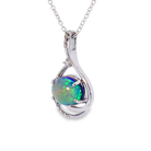14kt White Gold Black Opal 2.08ct and Diamond pendant - Masterpiece Jewellery Opal & Gems Sydney Australia | Online Shop