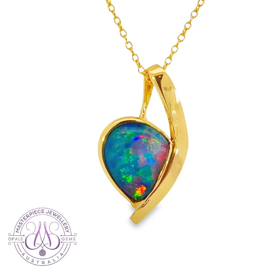 18kt Yellow Gold 3.3ct Boulder Opal pendant - Masterpiece Jewellery Opal & Gems Sydney Australia | Online Shop