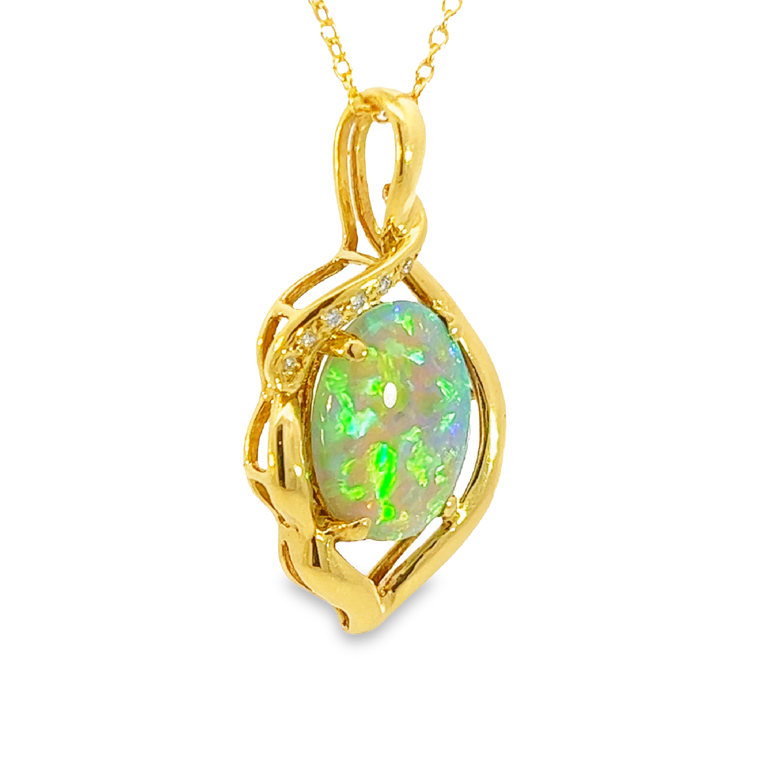 18kt Yellow Gold 4.19ct Black Opal and Diamond pendant - Masterpiece Jewellery Opal & Gems Sydney Australia | Online Shop