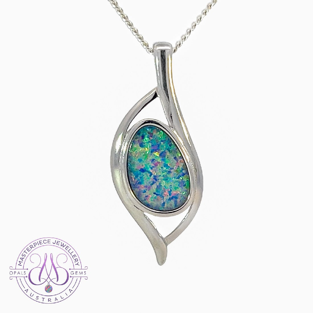 Sterling Silver Freeform Opal doublet 2.24g pendant - Masterpiece Jewellery Opal & Gems Sydney Australia | Online Shop