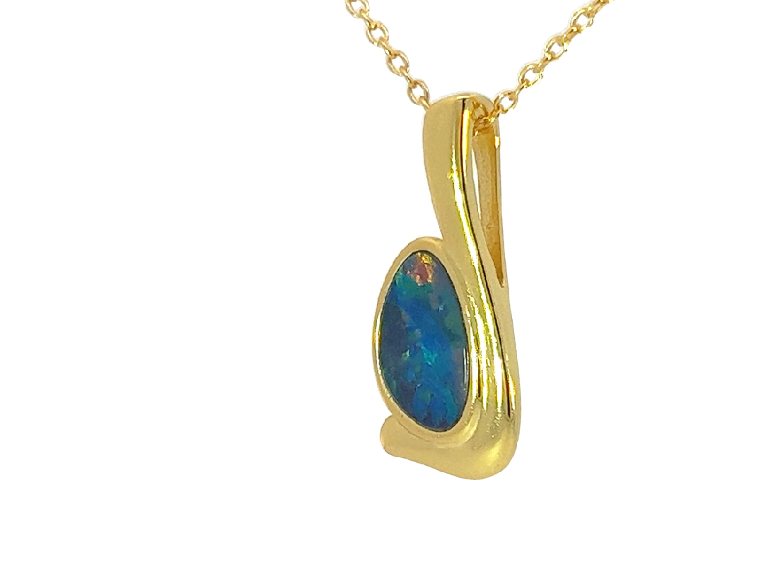 Gold plated Silver Opal doublet 20x9mm pendant - Masterpiece Jewellery Opal & Gems Sydney Australia | Online Shop