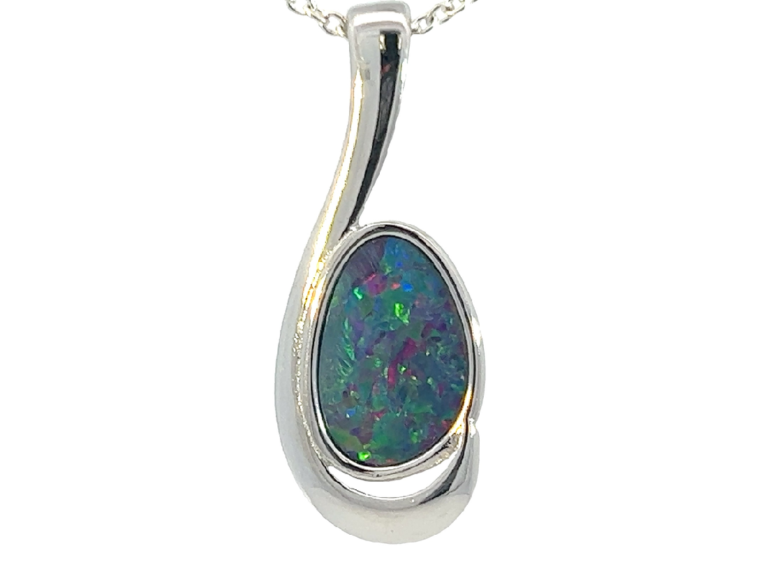 Sterling Silver Opal doublet 27x11mm pendant - Masterpiece Jewellery Opal & Gems Sydney Australia | Online Shop