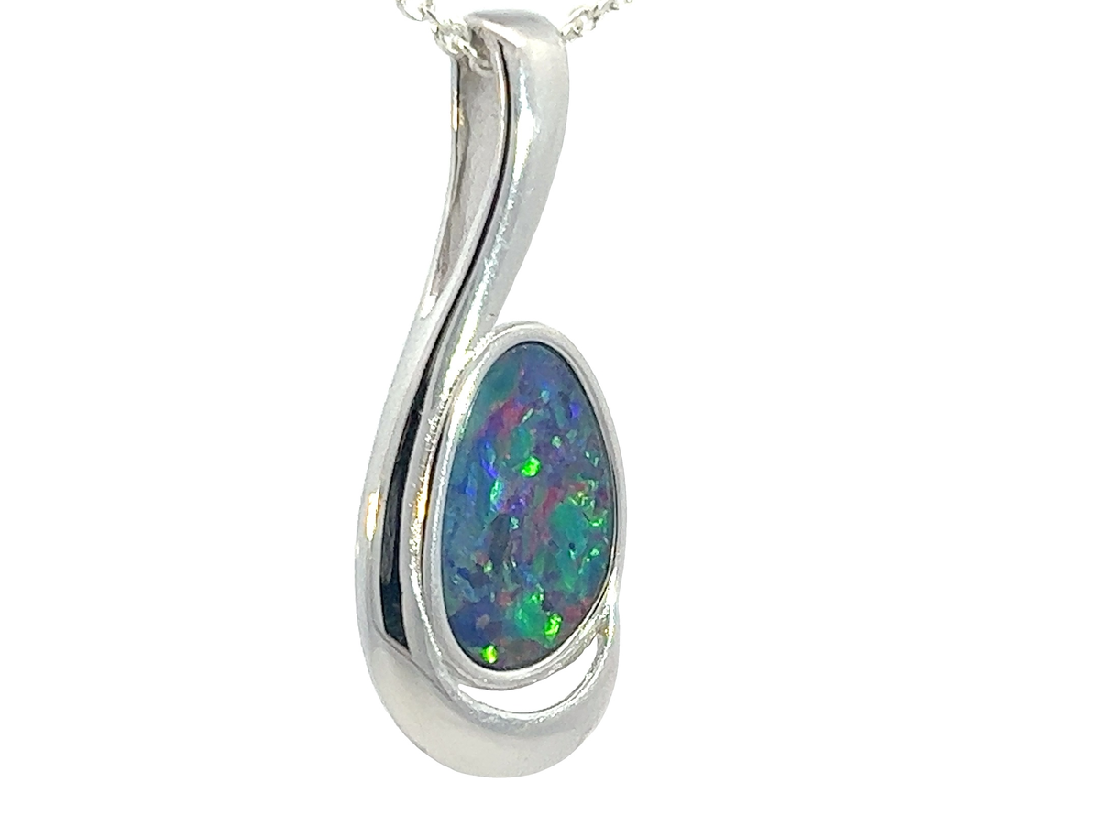 Sterling Silver Opal doublet 27x11mm pendant - Masterpiece Jewellery Opal & Gems Sydney Australia | Online Shop