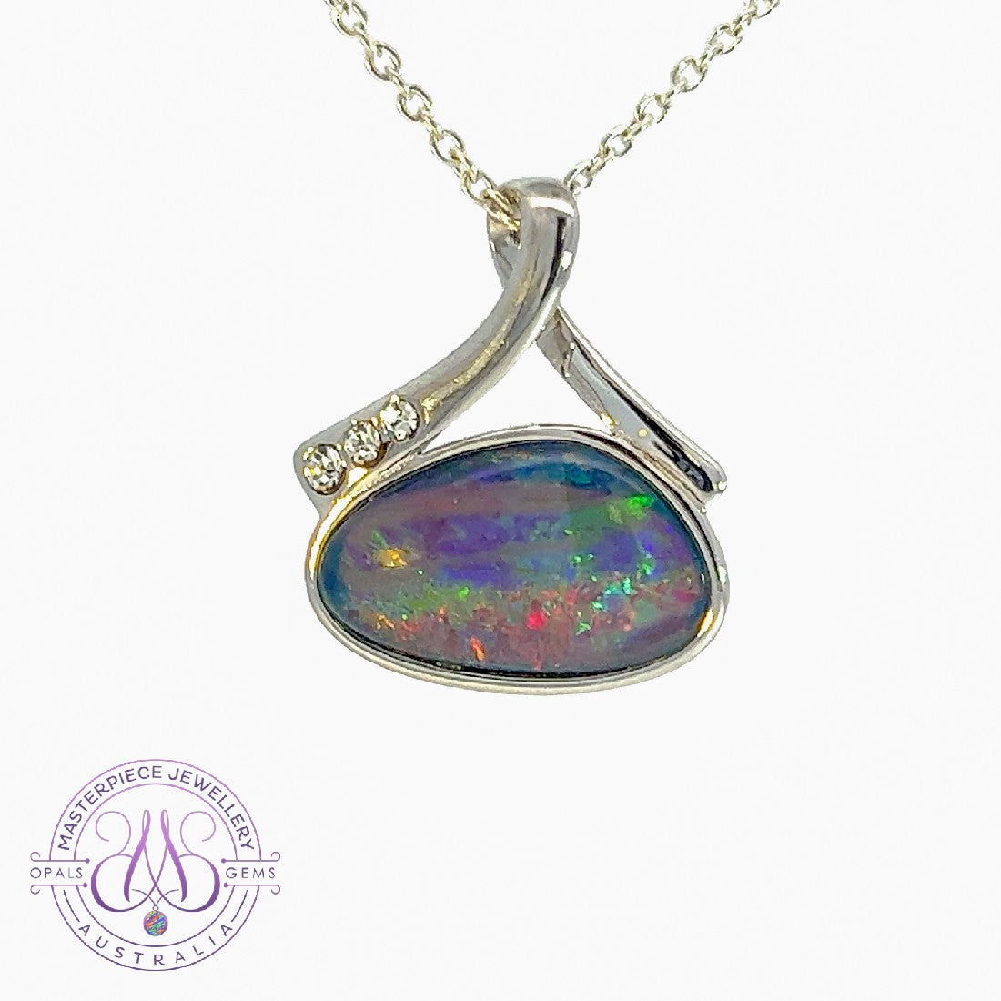 Sterling Silver Opal triplet 15.6x17.1mm pendant - Masterpiece Jewellery Opal & Gems Sydney Australia | Online Shop