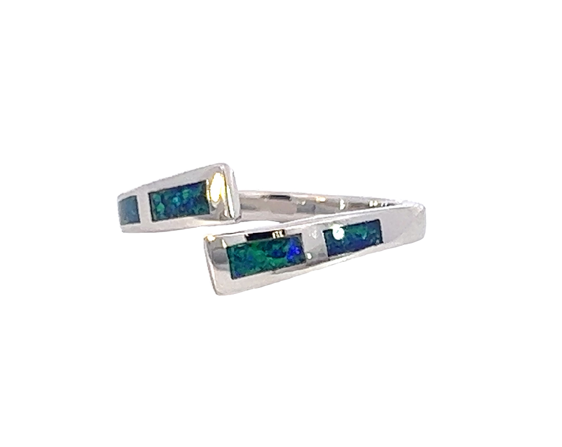 Sterling Silver split shank Opal inlay ring - Masterpiece Jewellery Opal & Gems Sydney Australia | Online Shop