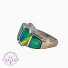 Sterling Silver Opal inlay band shaped - Masterpiece Jewellery Opal & Gems Sydney Australia | Online Shop