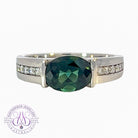 Platinum Australian Teal sapphire and diamond ring - Masterpiece Jewellery Opal & Gems Sydney Australia | Online Shop