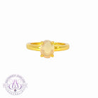 Gold plated silver White Opal 8x6mm solitaire ring - Masterpiece Jewellery Opal & Gems Sydney Australia | Online Shop